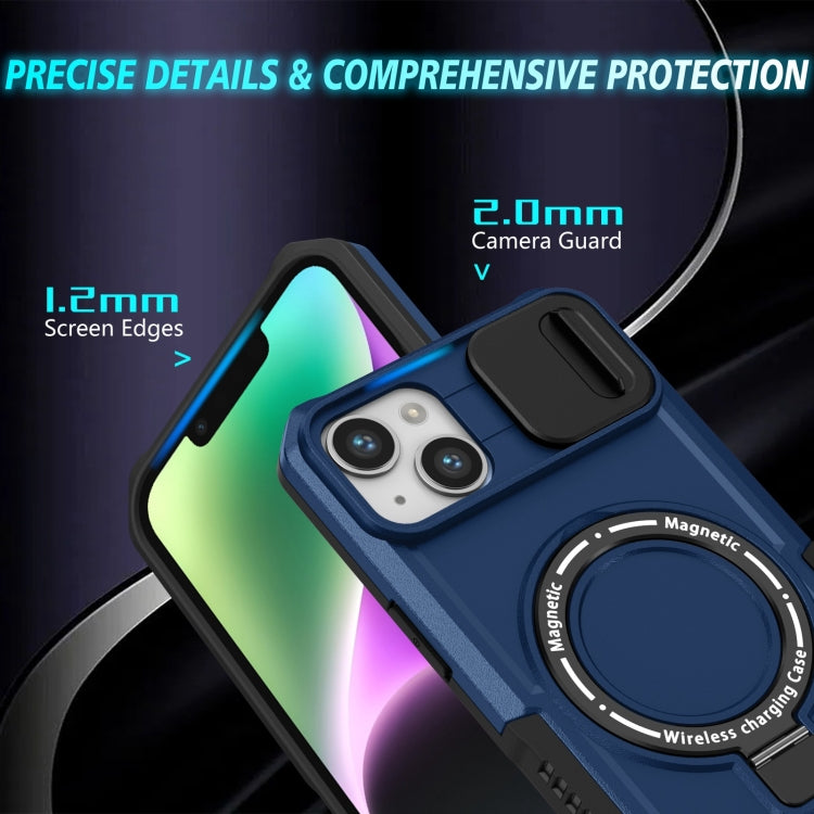 For iPhone 15 Sliding Camshield MagSafe Holder TPU Hybrid PC Phone Case(Royal Blue) - iPhone 15 Cases by buy2fix | Online Shopping UK | buy2fix
