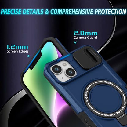 For iPhone 15 Sliding Camshield MagSafe Holder TPU Hybrid PC Phone Case(Royal Blue) - iPhone 15 Cases by buy2fix | Online Shopping UK | buy2fix