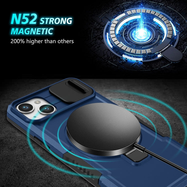 For iPhone 15 Sliding Camshield MagSafe Holder TPU Hybrid PC Phone Case(Royal Blue) - iPhone 15 Cases by buy2fix | Online Shopping UK | buy2fix