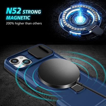 For iPhone 15 Sliding Camshield MagSafe Holder TPU Hybrid PC Phone Case(Royal Blue) - iPhone 15 Cases by buy2fix | Online Shopping UK | buy2fix