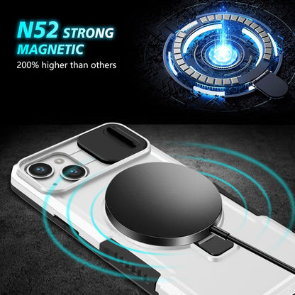 For iPhone 14 Sliding Camshield MagSafe Holder TPU Hybrid PC Phone Case(Black White) - iPhone 14 Cases by buy2fix | Online Shopping UK | buy2fix