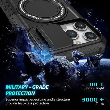 For iPhone 14 Pro Max Sliding Camshield MagSafe Holder TPU Hybrid PC Phone Case(Black) - iPhone 14 Pro Max Cases by buy2fix | Online Shopping UK | buy2fix