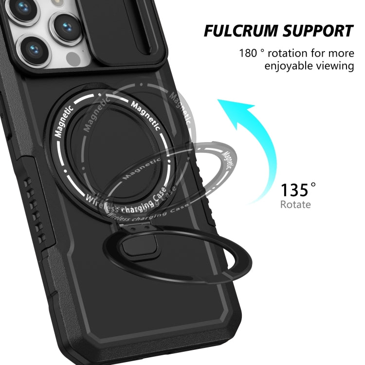 For iPhone 14 Pro Max Sliding Camshield MagSafe Holder TPU Hybrid PC Phone Case(Black) - iPhone 14 Pro Max Cases by buy2fix | Online Shopping UK | buy2fix