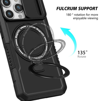 For iPhone 14 Pro Max Sliding Camshield MagSafe Holder TPU Hybrid PC Phone Case(Black) - iPhone 14 Pro Max Cases by buy2fix | Online Shopping UK | buy2fix