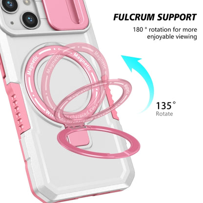 For iPhone 13 Sliding Camshield MagSafe Holder TPU Hybrid PC Phone Case(Pink White) - iPhone 13 Cases by buy2fix | Online Shopping UK | buy2fix