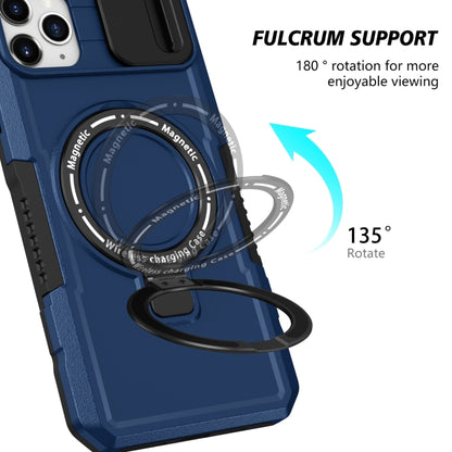 For iPhone 11 Pro Max Sliding Camshield MagSafe Holder TPU Hybrid PC Phone Case(Royal Blue) by buy2fix