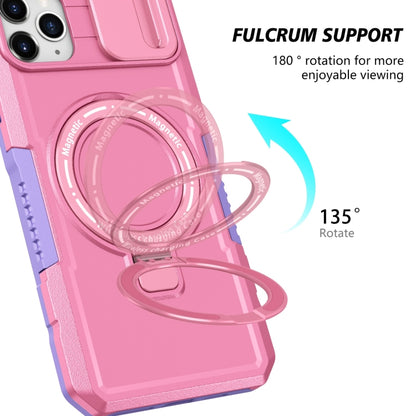 For iPhone 11 Pro Max Sliding Camshield MagSafe Holder TPU Hybrid PC Phone Case(Purple Pink) by buy2fix