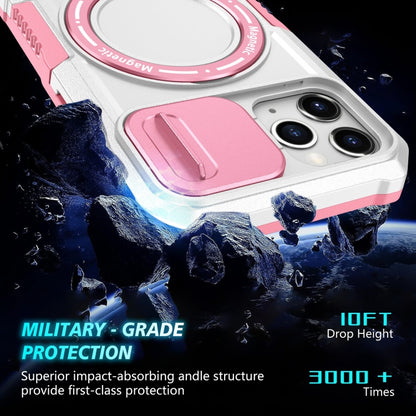 For iPhone 11 Pro Sliding Camshield MagSafe Holder TPU Hybrid PC Phone Case(Pink White) by buy2fix