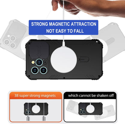 For iPhone 15 Pro Camera Shield MagSafe Holder Life Waterproof Phone Case(Black) - iPhone 15 Pro Cases by buy2fix | Online Shopping UK | buy2fix
