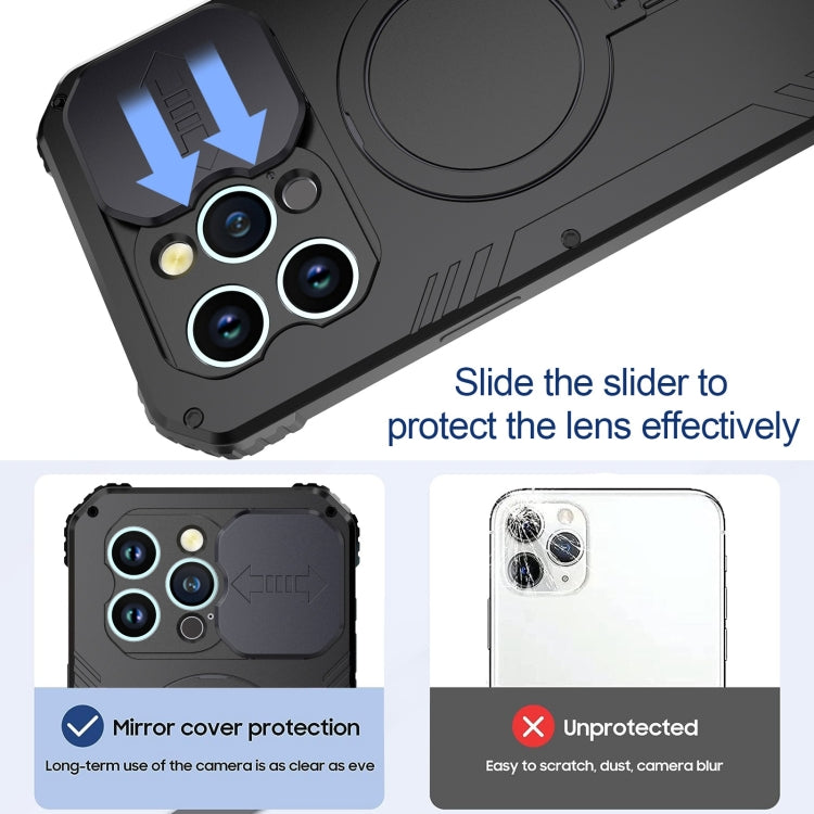 For iPhone 15 Pro Camera Shield MagSafe Holder Life Waterproof Phone Case(Black) - iPhone 15 Pro Cases by buy2fix | Online Shopping UK | buy2fix