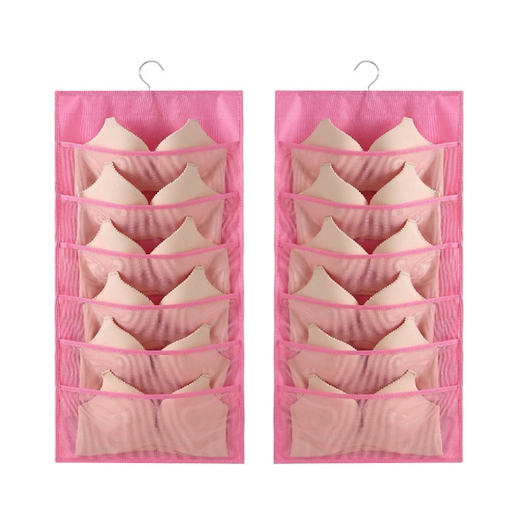 6+6 Grids Underwear Storage Bag Non-woven Double-sided Hanging Storage Bag(Pink) - Storage Bags by buy2fix | Online Shopping UK | buy2fix