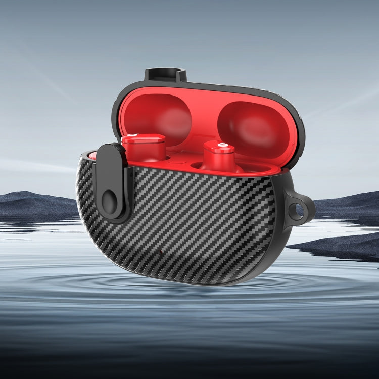 For Beats Studio Buds Switch Carbon Fiber Wireless Earphones Protective Case(Black Green) by buy2fix