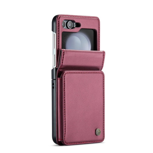 For Samsung Galaxy Z Flip5 CaseMe C22 PC+TPU Business Style RFID Anti-theft Leather Phone Case(Wine Red) - Galaxy Z Flip5 Cases by CaseMe | Online Shopping UK | buy2fix