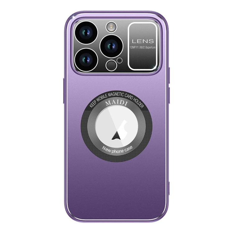 For iPhone 12 Pro Max Large Window MagSafe Skin Feel PC Phone Case(Purple) by buy2fix