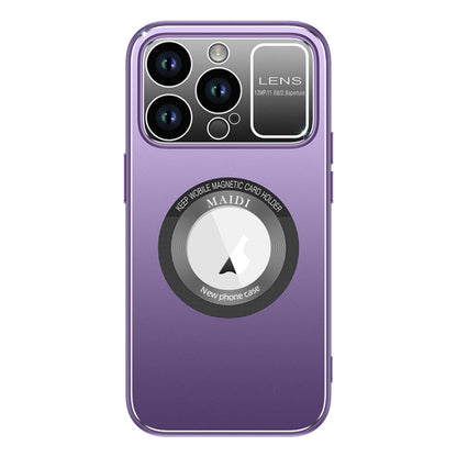 For iPhone 12 Pro Max Large Window MagSafe Skin Feel PC Phone Case(Purple) by buy2fix