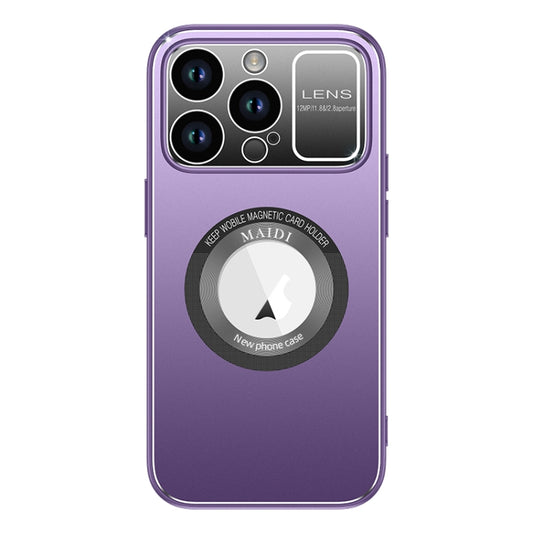 For iPhone 12 Pro Max Large Window MagSafe Skin Feel PC Phone Case(Purple) by buy2fix