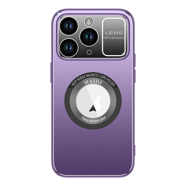 For iPhone 11 Pro Max Large Window MagSafe Skin Feel PC Phone Case(Purple) by buy2fix