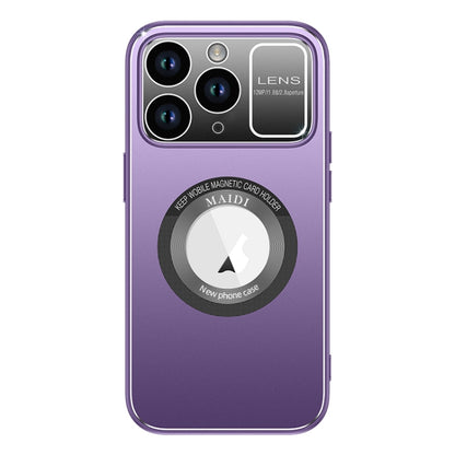 For iPhone 11 Pro Max Large Window MagSafe Skin Feel PC Phone Case(Purple) by buy2fix