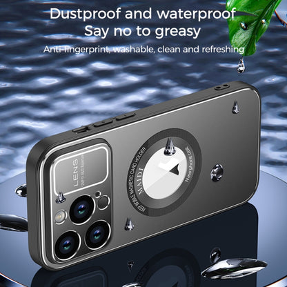 For iPhone 12 Pro Max Large Window MagSafe Skin Feel PC Phone Case(Black) by buy2fix