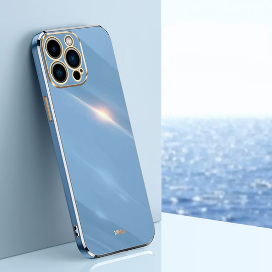 For iPhone 15 Pro XINLI Straight Edge 6D Electroplate TPU Phone Case(Celestial Blue)