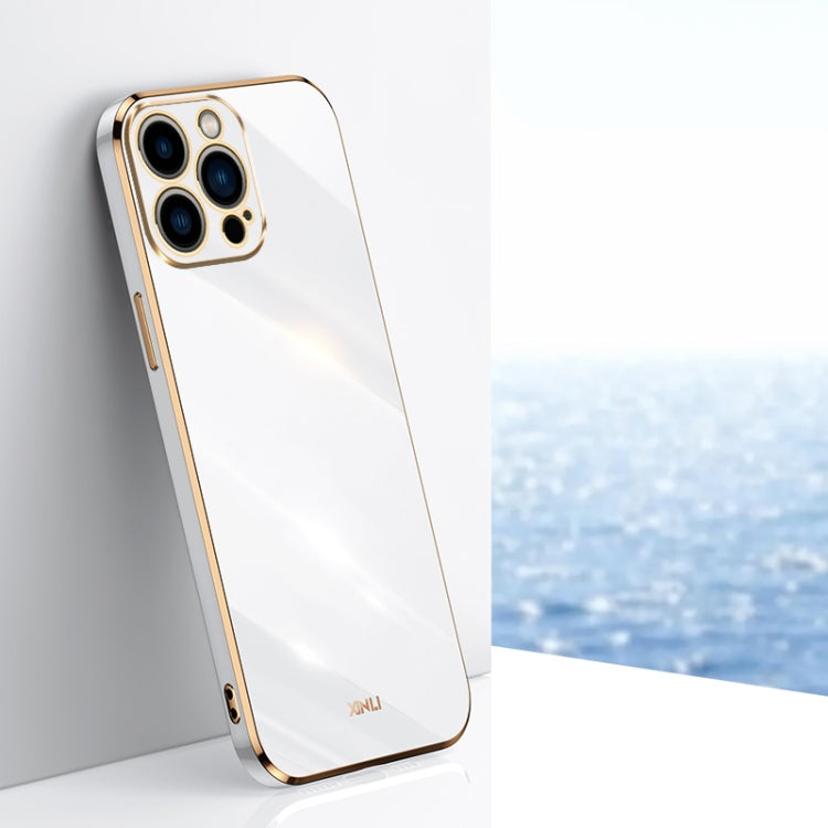 For iPhone 15 Pro XINLI Straight Edge 6D Electroplate TPU Phone Case(White) - iPhone 15 Pro Cases by XINLI | Online Shopping UK | buy2fix