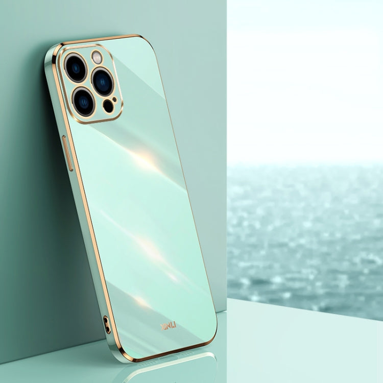 For iPhone 15 Pro XINLI Straight Edge 6D Electroplate TPU Phone Case(Mint Green) - iPhone 15 Pro Cases by XINLI | Online Shopping UK | buy2fix