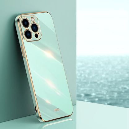 For iPhone 15 Pro XINLI Straight Edge 6D Electroplate TPU Phone Case(Mint Green) - iPhone 15 Pro Cases by XINLI | Online Shopping UK | buy2fix