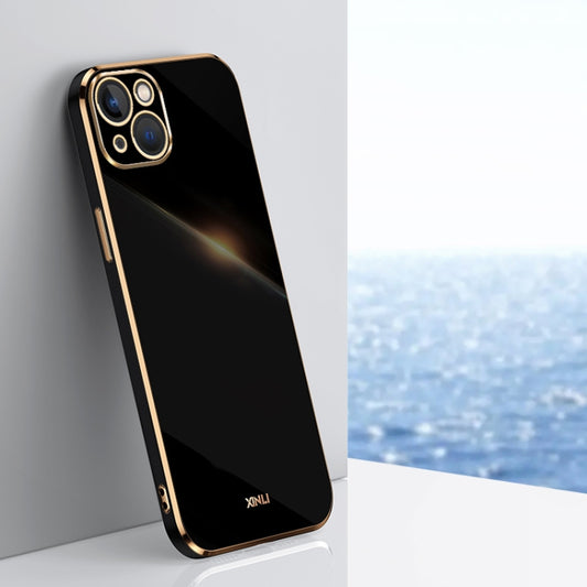 For iPhone 15 XINLI Straight Edge 6D Electroplate TPU Phone Case(Black) - iPhone 15 Cases by XINLI | Online Shopping UK | buy2fix