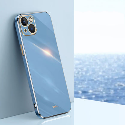 For iPhone 15 XINLI Straight Edge 6D Electroplate TPU Phone Case(Celestial Blue) - iPhone 15 Cases by XINLI | Online Shopping UK | buy2fix