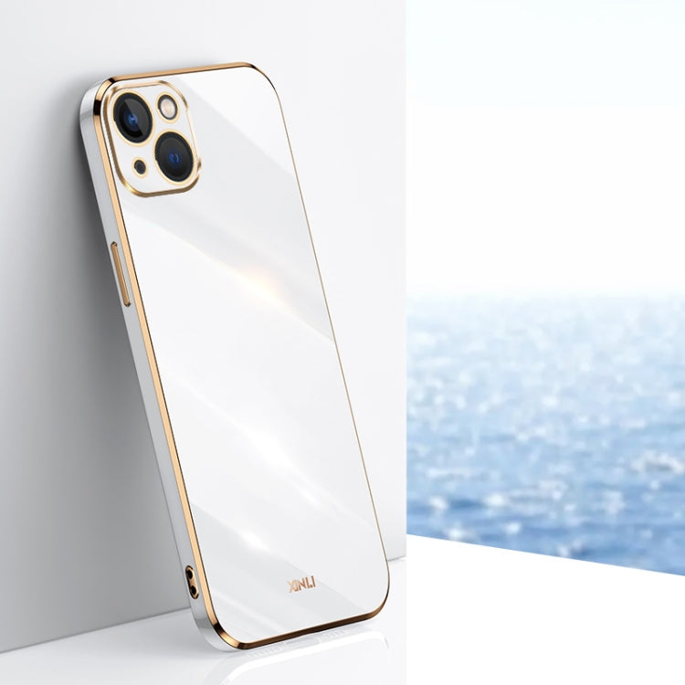 For iPhone 15 XINLI Straight Edge 6D Electroplate TPU Phone Case(White) - iPhone 15 Cases by XINLI | Online Shopping UK | buy2fix