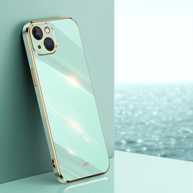 For iPhone 15 XINLI Straight Edge 6D Electroplate TPU Phone Case(Mint Green) - iPhone 15 Cases by XINLI | Online Shopping UK | buy2fix