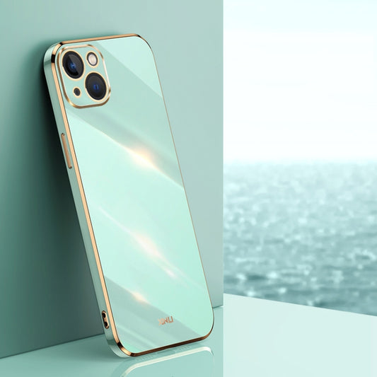 For iPhone 15 XINLI Straight Edge 6D Electroplate TPU Phone Case(Mint Green) - iPhone 15 Cases by XINLI | Online Shopping UK | buy2fix