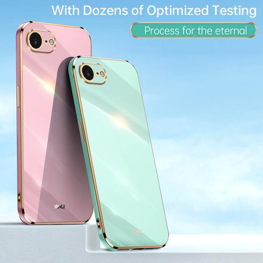 For iPhone 16e XINLI Straight Edge 6D Electroplate TPU Phone Case(Mint Green) - iPhone 16e Cases by XINLI | Online Shopping UK | buy2fix