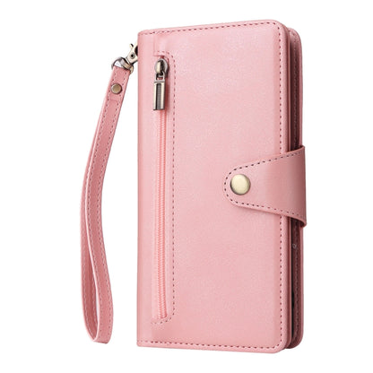 For Google Pixel 8 Rivet Buckle 9 Cards Three Fold Leather Phone Case(Rose Gold) by buy2fix