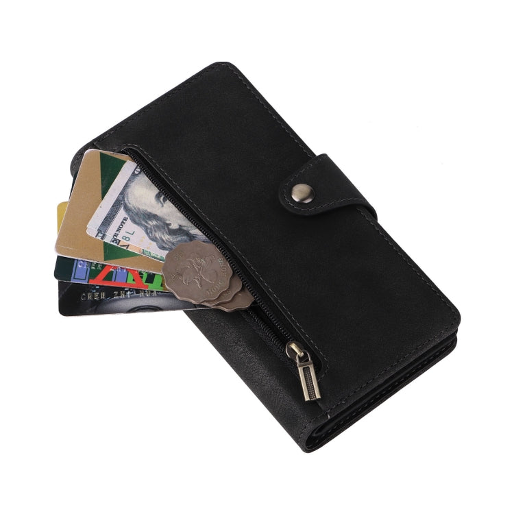 For Google Pixel 8 Rivet Buckle 9 Cards Three Fold Leather Phone Case(Black) by buy2fix