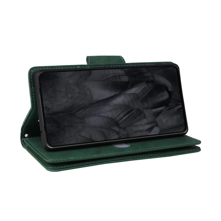For Google Pixel 8 Pro Rivet Buckle 9 Cards Three Fold Leather Phone Case(Green) by buy2fix