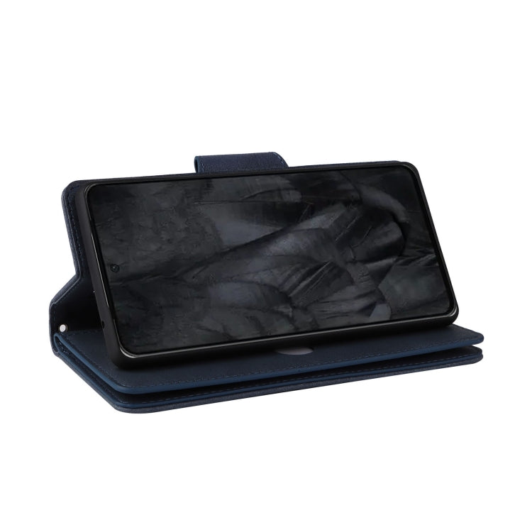 For Google Pixel 8 Pro Rivet Buckle 9 Cards Three Fold Leather Phone Case(Blue) by buy2fix