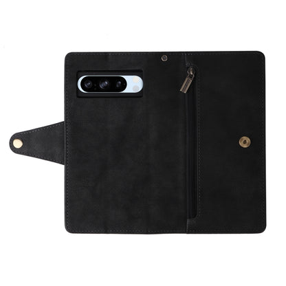 For Google Pixel 8a Rivet Buckle 9 Cards Three Fold Leather Phone Case(Black) by buy2fix