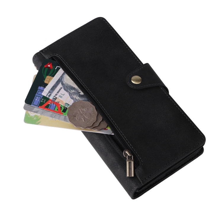 For Google Pixel 8a Rivet Buckle 9 Cards Three Fold Leather Phone Case(Black) by buy2fix