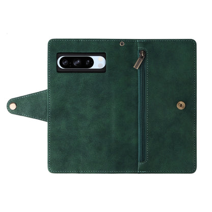 For Google Pixel 8a Rivet Buckle 9 Cards Three Fold Leather Phone Case(Green) by buy2fix
