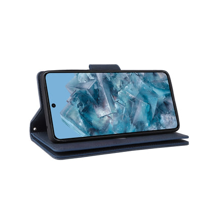 For Google Pixel 8a Rivet Buckle 9 Cards Three Fold Leather Phone Case(Blue) by buy2fix