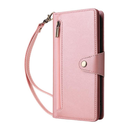 For Google Pixel 10 / 10 Pro Rivet Buckle 9 Cards Three Fold Leather Phone Case(Rose Gold) - Google Cases by buy2fix | Online Shopping UK | buy2fix