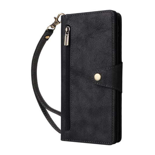 For Google Pixel 10 / 10 Pro Rivet Buckle 9 Cards Three Fold Leather Phone Case(Black) - Google Cases by buy2fix | Online Shopping UK | buy2fix