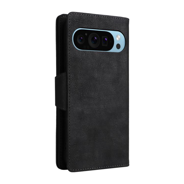 For Google Pixel 10 / 10 Pro Rivet Buckle 9 Cards Three Fold Leather Phone Case(Black) - Google Cases by buy2fix | Online Shopping UK | buy2fix