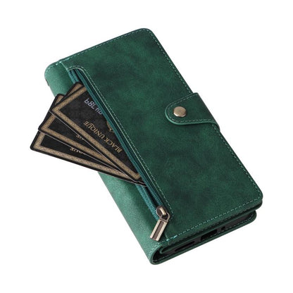 For Google Pixel 10 / 10 Pro Rivet Buckle 9 Cards Three Fold Leather Phone Case(Green) - Google Cases by buy2fix | Online Shopping UK | buy2fix