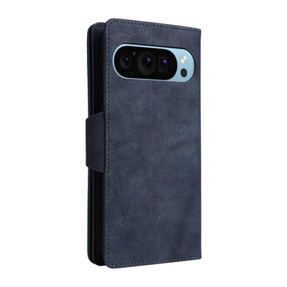 For Google Pixel 10 / 10 Pro Rivet Buckle 9 Cards Three Fold Leather Phone Case(Blue) - Google Cases by buy2fix | Online Shopping UK | buy2fix