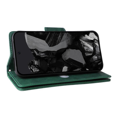 For Google Pixel 10 Pro XL / 9 Pro XL Rivet Buckle 9 Cards Three Fold Leather Phone Case(Green) - Google Cases by buy2fix | Online Shopping UK | buy2fix