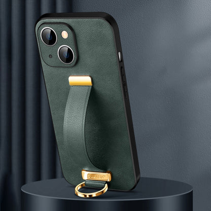 For iPhone 15 SULADA Tide Cool Series PC + Leather Texture Skin Feel Phone Case(Green) - iPhone 15 Cases by SULADA | Online Shopping UK | buy2fix