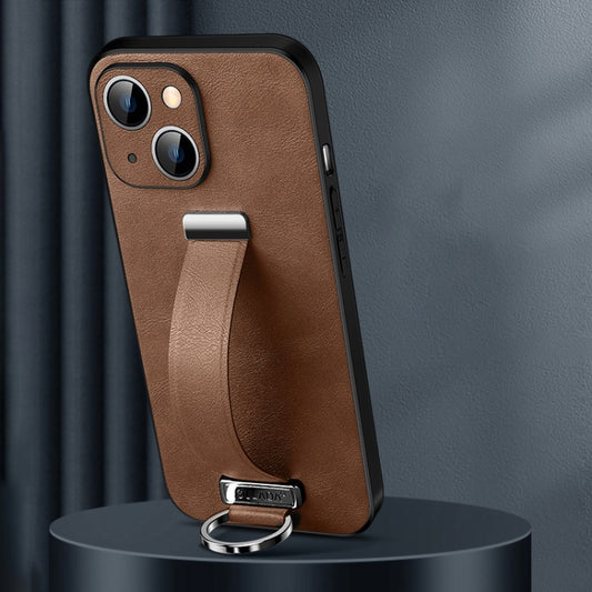 For iPhone 15 Plus SULADA Tide Cool Series PC + Leather Texture Skin Feel Phone Case(Brown) - iPhone 15 Plus Cases by SULADA | Online Shopping UK | buy2fix