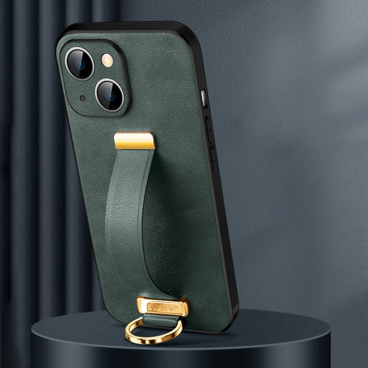 For iPhone 15 Plus SULADA Tide Cool Series PC + Leather Texture Skin Feel Phone Case(Green) - iPhone 15 Plus Cases by SULADA | Online Shopping UK | buy2fix